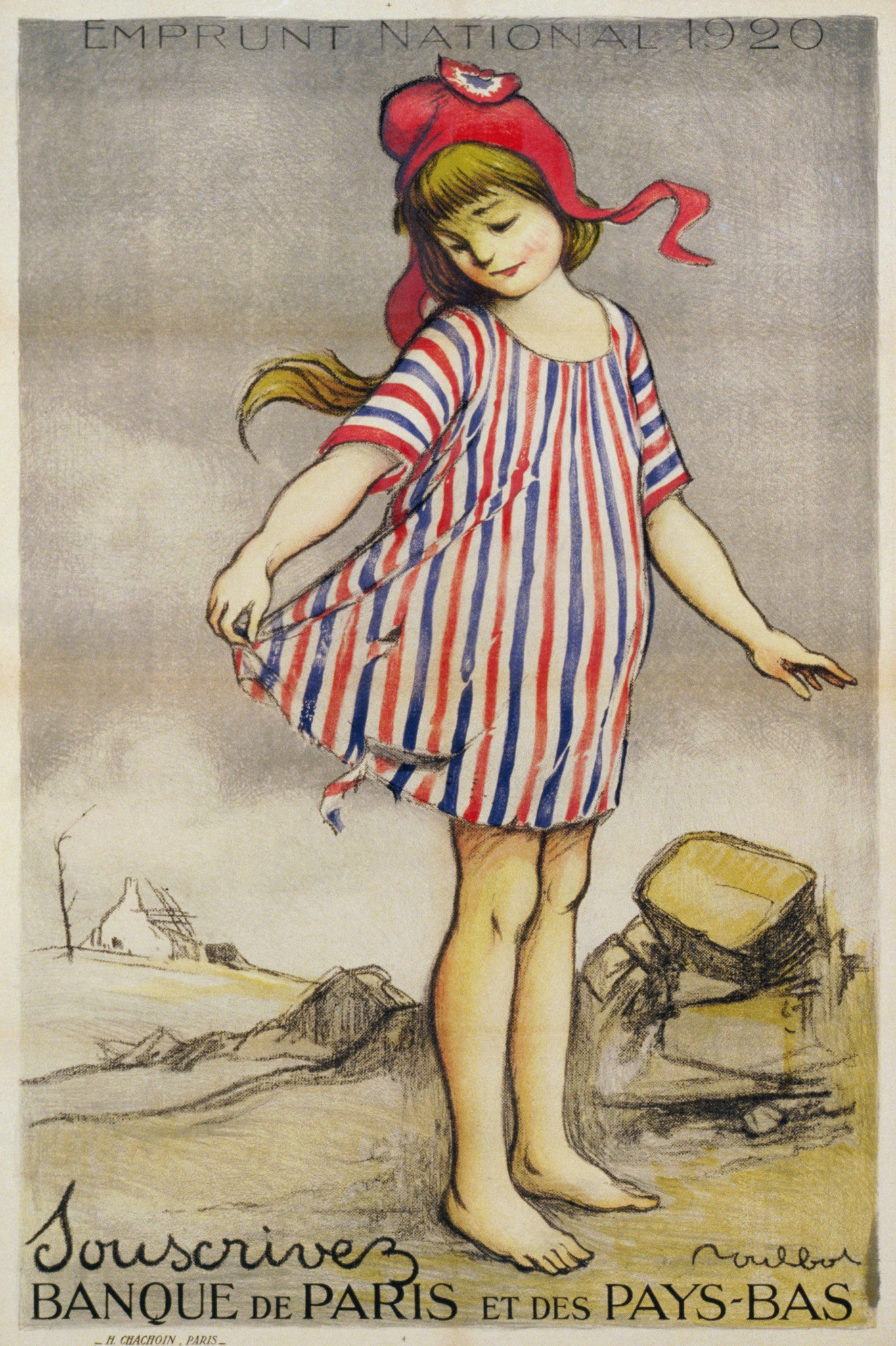 1920 Paris National Beach Poster - Ephemera
