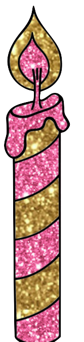 Princess Party Birthday Candle Pink & Gold Glitter