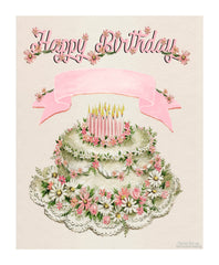 Happy Birthday Cake 8x10 Personalize Print - PP Daisy