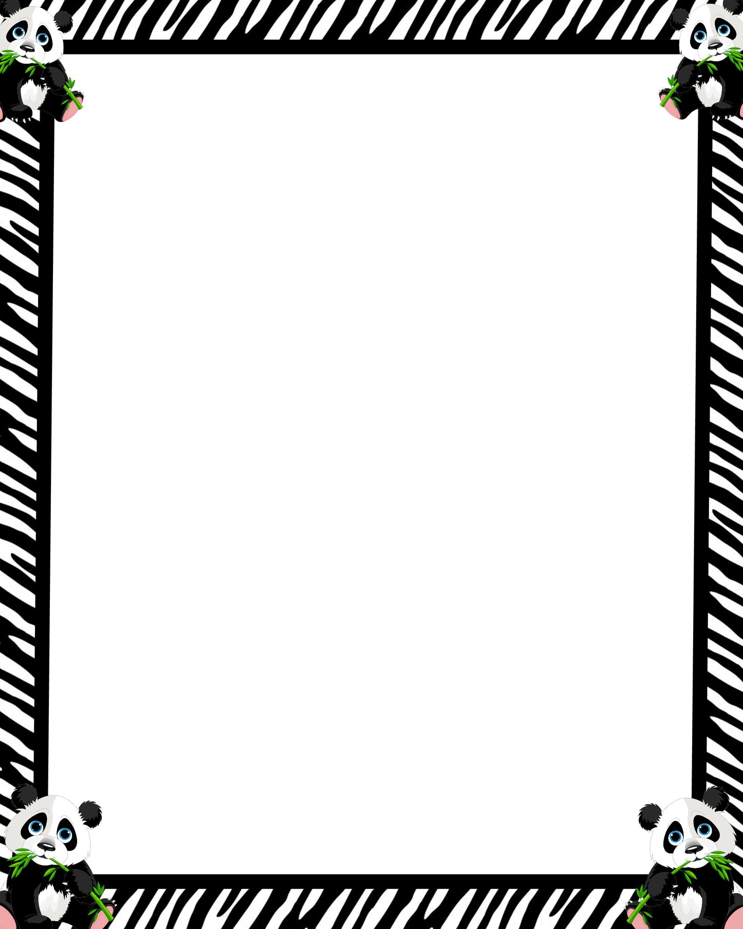 Panda Border 8x10 Blank Page - Frame - Print