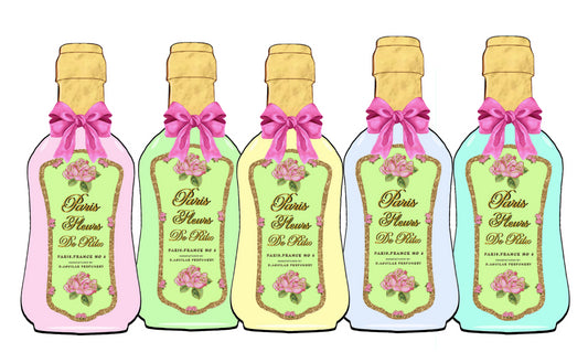 Paris Fleurs - Vintage French Perfume Bottle with Beautiful Rose Label Set #2