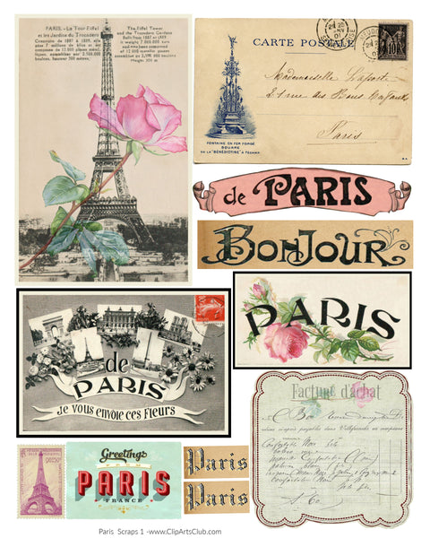 Vintage Paris Scrap Page Printable