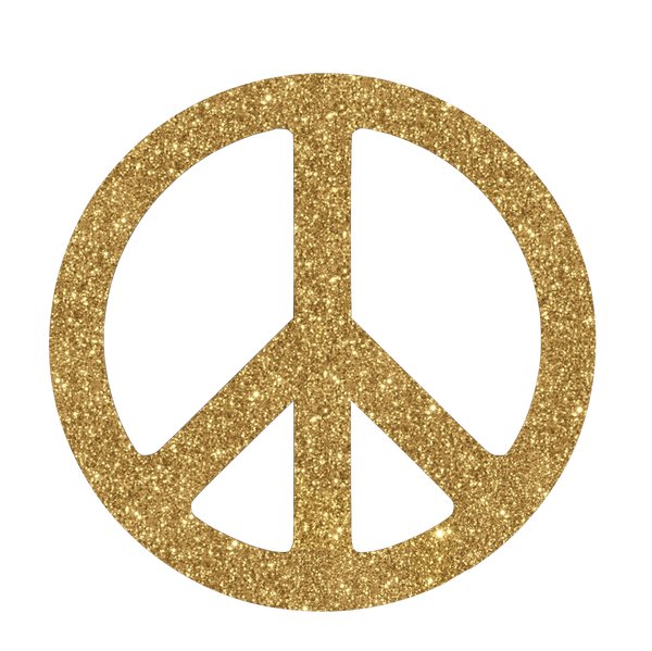 Peace Sign Gold Glitter