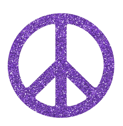 Peace Sign Purple Glitter