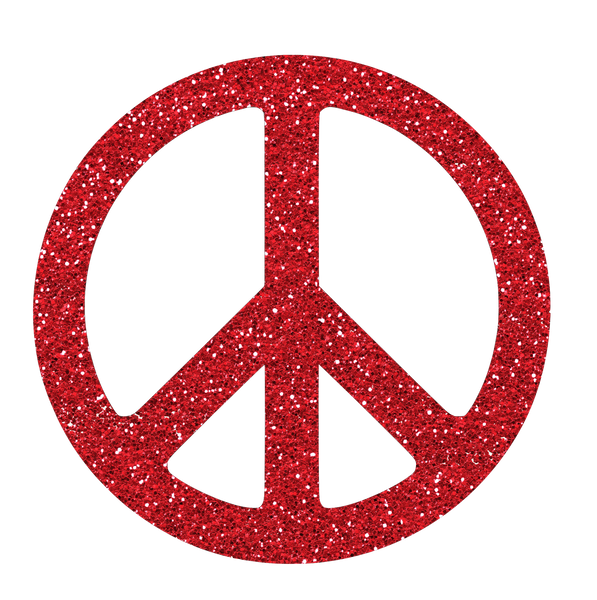 Peace Sign Red Glitter