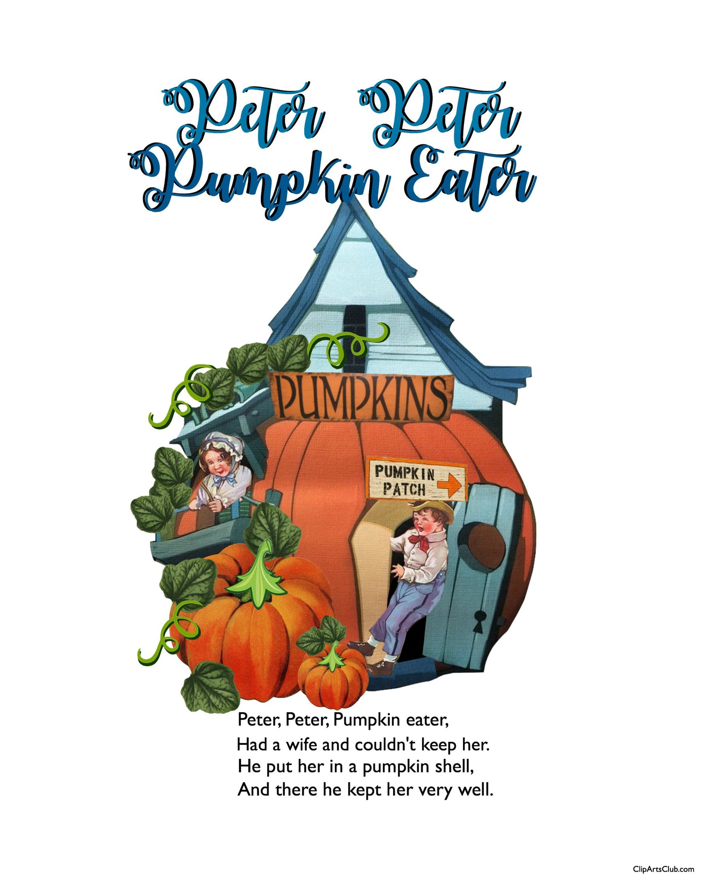 Peter Peter Pumpkin Eater Nursery Print 8x10