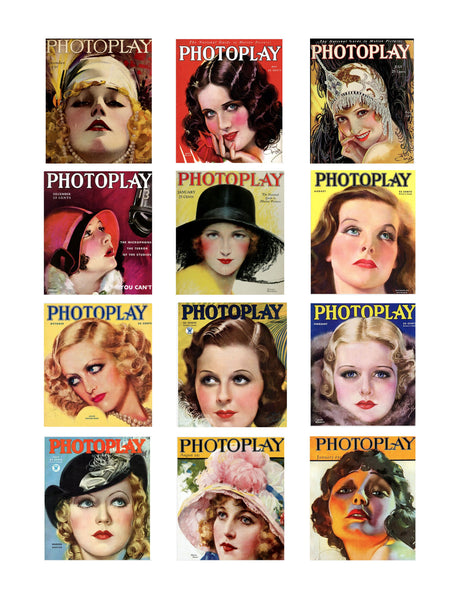 Photo Play Glamour Girls Movie Stars Collage Sheet 8x10 Printable