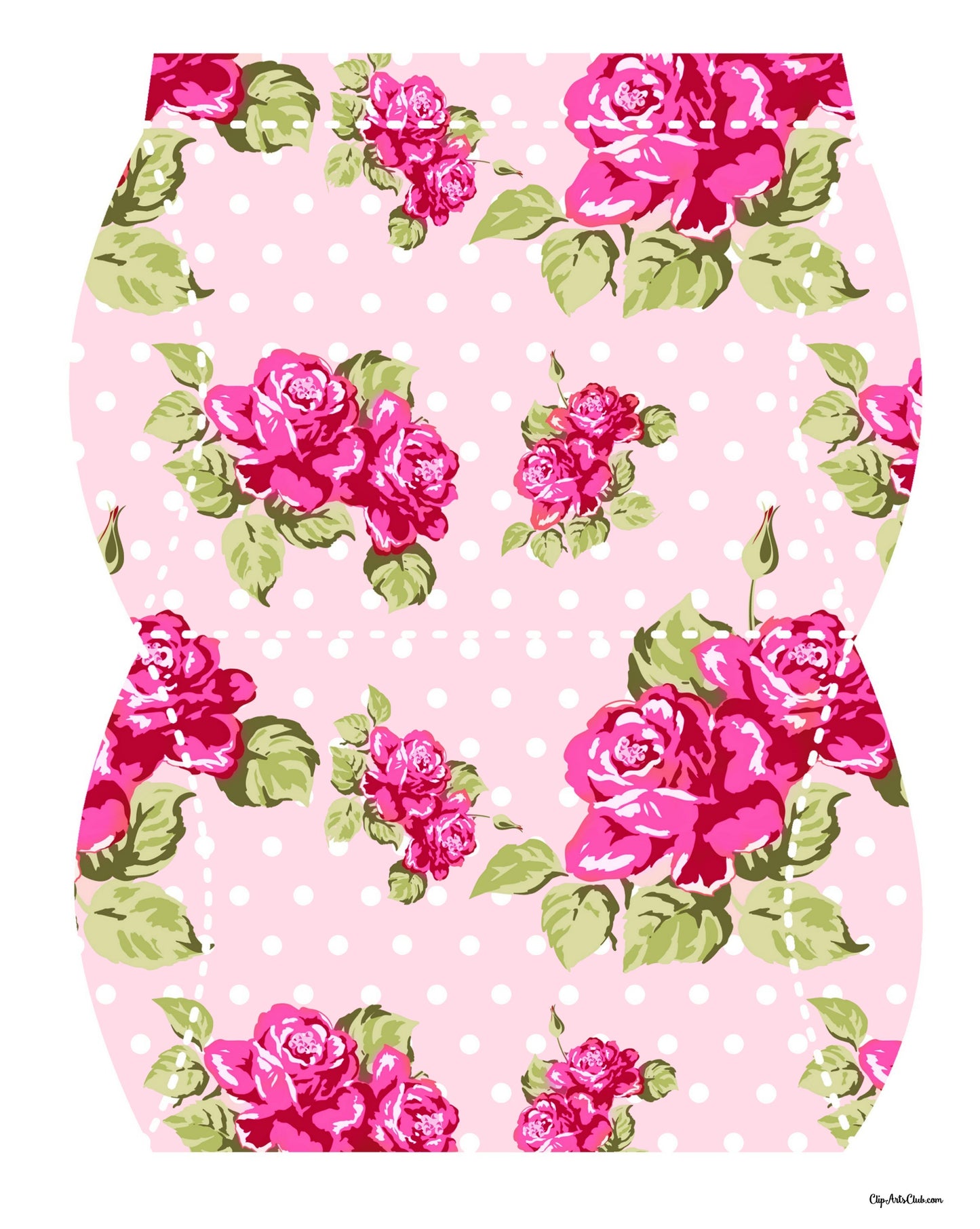Beautiful Shabby Chic Pillow Box - Pink Roses - Polkadots Pink background