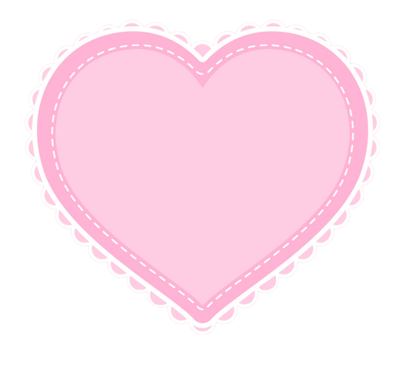 Beautiful Pink Heart With Ruffles - eyelet trim - stitched in white