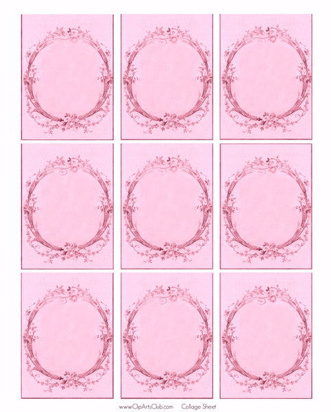 Pink Shabby Chic  Blank Wreath Collage Sheet Printable - Background