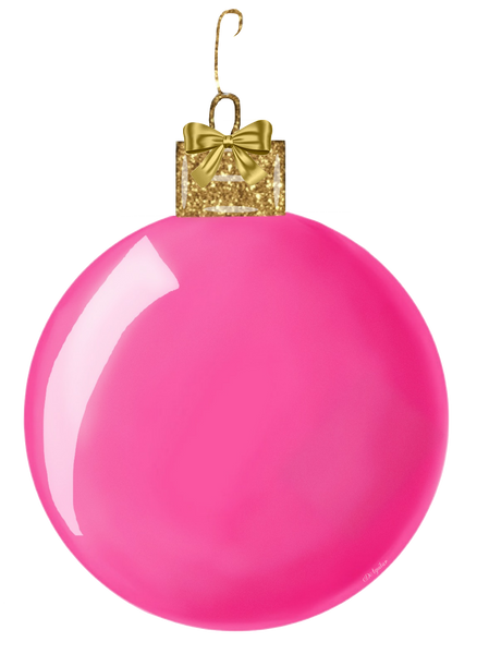 Pink Glass Christmas Ornament with Gold Glitter  - Personalize this!