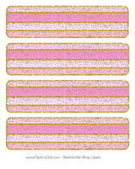 Pink Stripes and Gold Confetti Blank Water Labels Printable