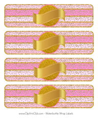 Blank Pink and Gold Glitter & Foil Shiny Water Bottle Labels to personalize