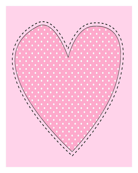 Pink Polkadot Heart 8X10 Print