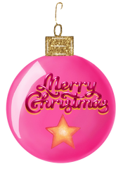 Bright Pink Gold Star Merry Christmas Ornament with Gold Top