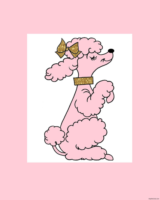 Pink Poodle Print 8X10