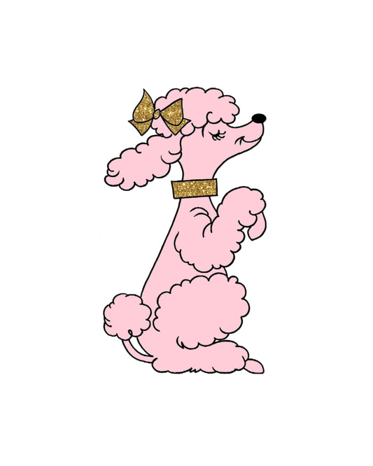 Pink Poodle Print 8X10 - White Background
