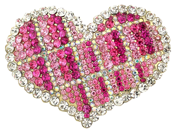 Beautiful Pink Heart Rhinestone Bling Embellishment or Brooch