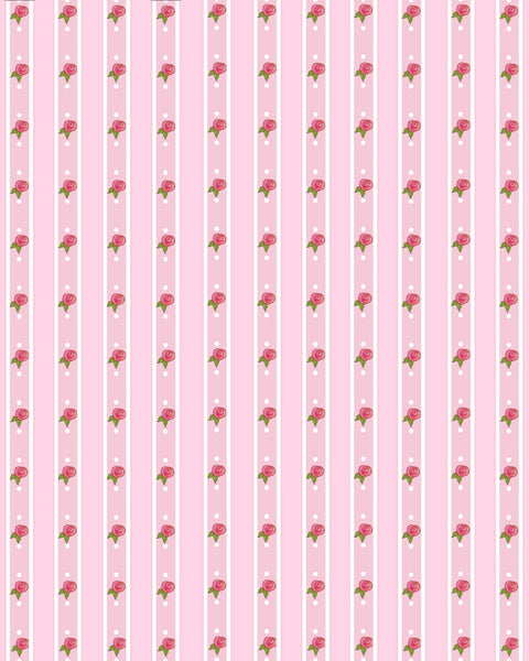 Beautiful Baby Background 8x10  - Pink & White stripes with little rosebuds