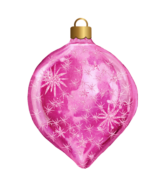 Vintage Crystal Silver White Sparkles Bright Pink Ornament with Gold Top