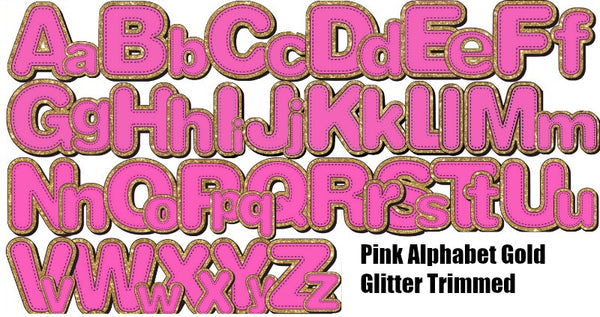 Bright Pink Alphabet trimmed in glittery gold Very Girly!