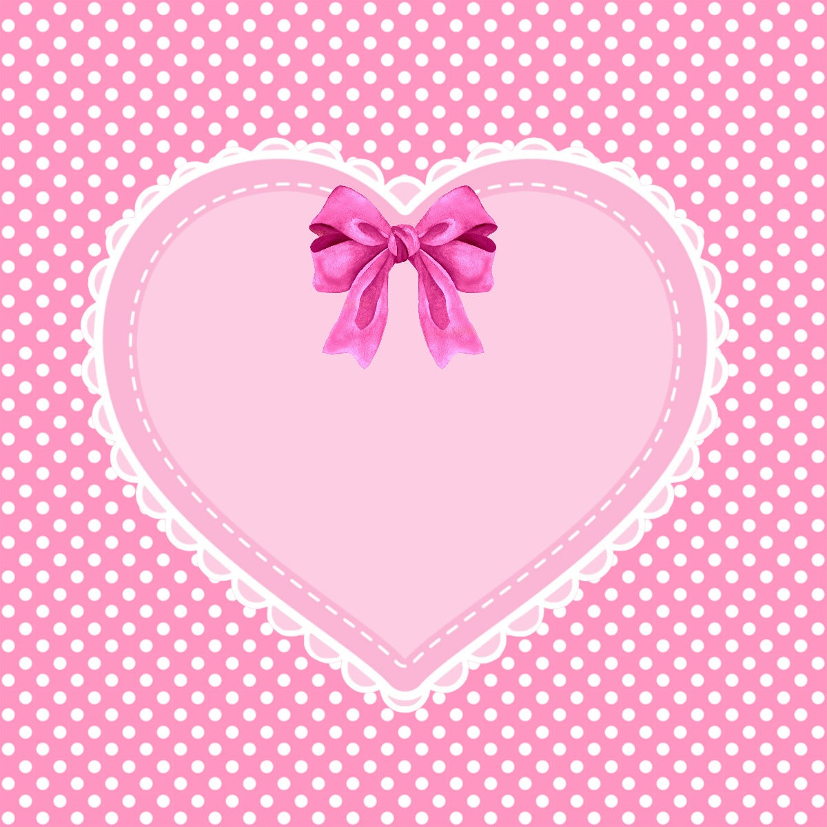 Pink Heart on Polkadots  12x12 Scrapbook Page, Frame or Background