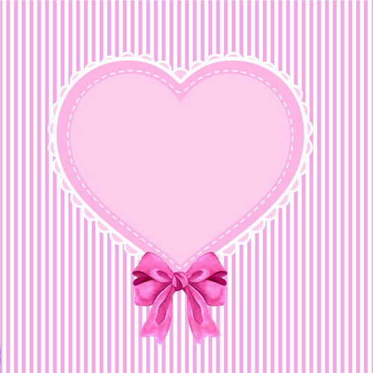Pink Eyelet Heart on Pink Stripes  'Bow on Bottom" 12x12 Scrapbook Page, Frame or Background