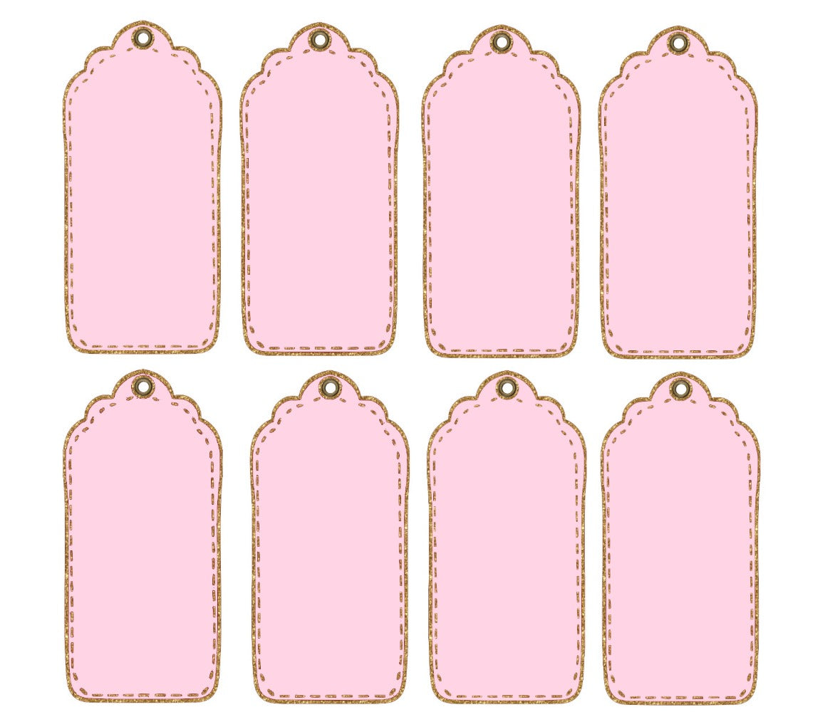 Baby Pink &  Gold Glitter Stitched Tags