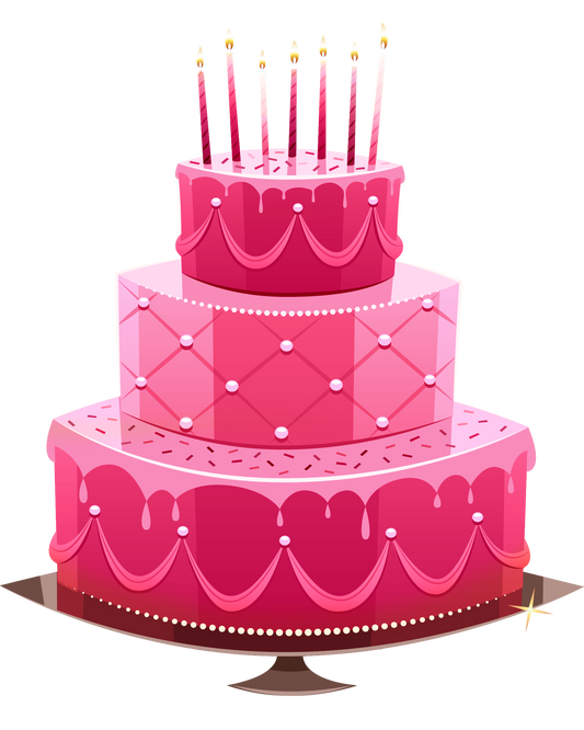 Birthday Cake - Pink 3 Tier Fancy Cake with Candles