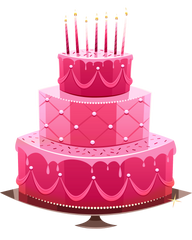 Birthday Cake - Pink 3 Tier Fancy Cake with Candles