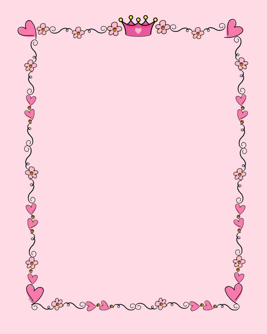 Pink Princess Letterhead 8X10 Printable