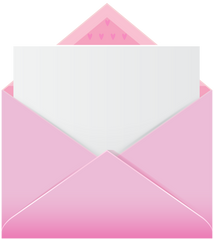 Pink Envelope With Card To Personalize  - Transparent background
