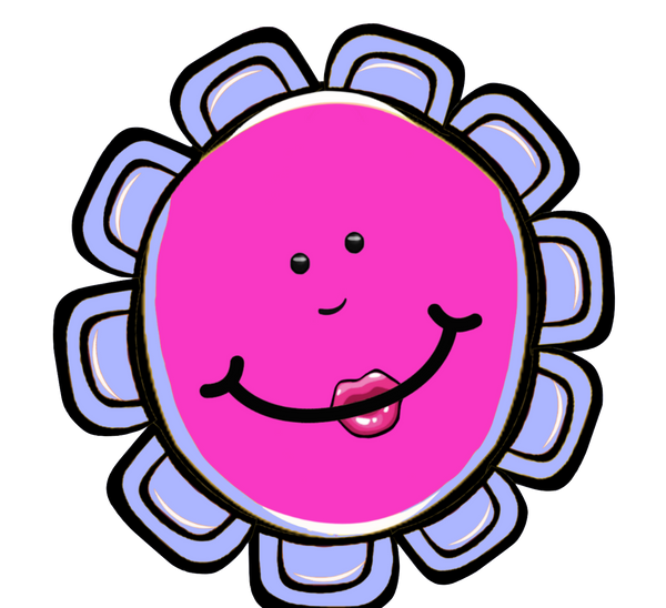 8 Pink face Cute Cartoon Flower Faces 8 different Colorful Images