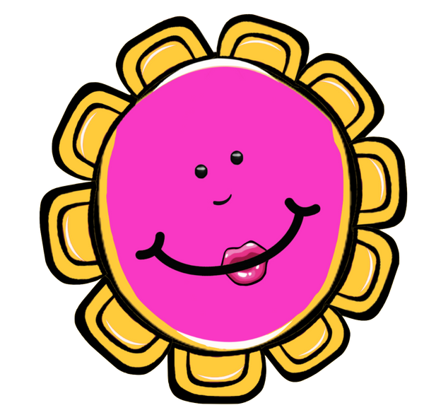 8 Pink face Cute Cartoon Flower Faces 8 different Colorful Images