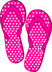 Pink Polkadot Flip Flops  transparent back png image - Clip art  for Summer, beach, pool scrapbooking
