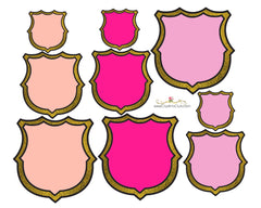 Gold Trimmed Blank Badges - Pinks & Peach - Printable