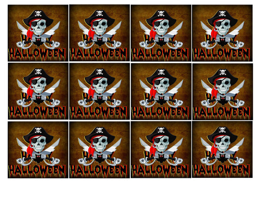 Halloween Pirate Large Labels Collage Sheet or use as cards - Party Decorations