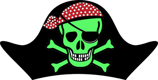 Small Pirate hat with green skull & Red bandana