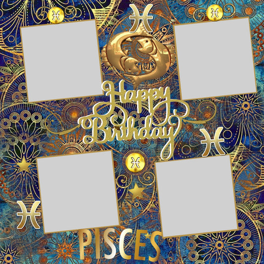 Pisces 12x12 Scrapbook Page Printable - Add your Photos