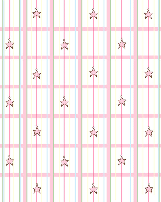 Pink & Blue Plaid Stars Dangle #4 Background 8X10  - Plaid Collection
