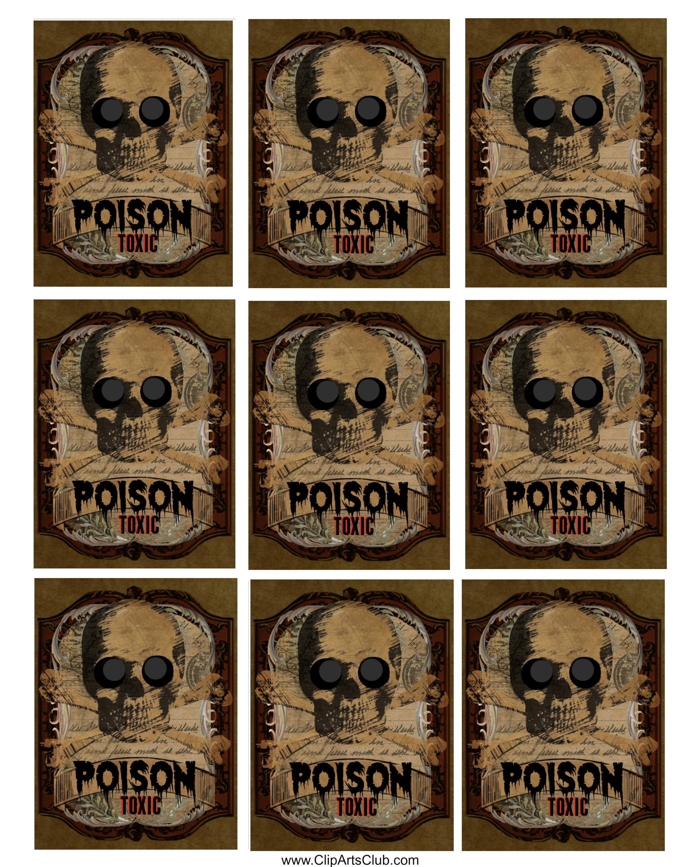 Poison Toxic Collage Sheet Printable for Halloween or Apothecary Label ...