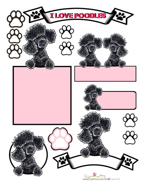 Poodle Love Scrapbook Journal Sheet Printable