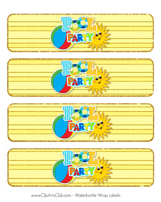 Pool Party Water Bottle Labels Printable for The Pool Party Set