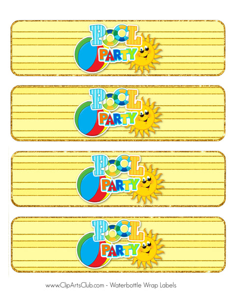 Pool Party Water Bottle Labels Printable for The Pool Party Set