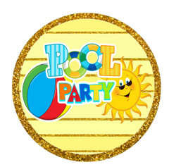 Pool Party Clip Art 2" Circle - Transparent back png image