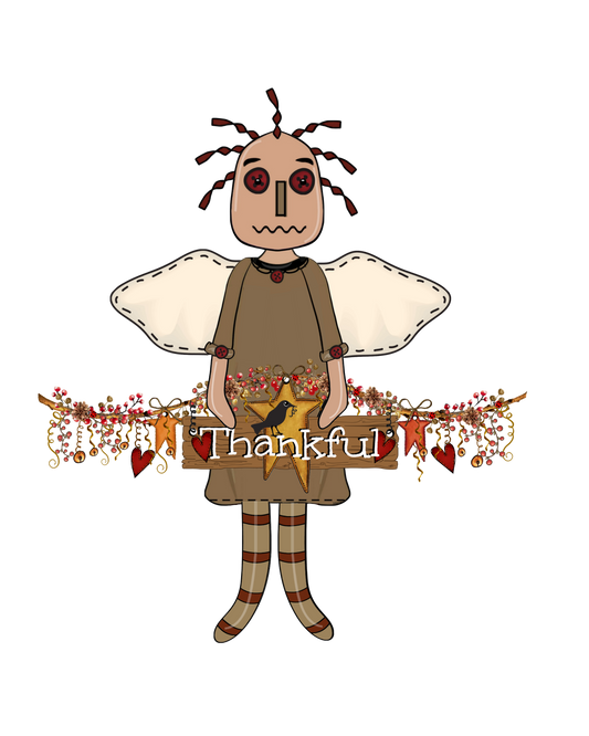 Prim Angel "Thankful" Clip Art  PNG image