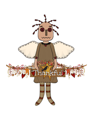 Prim Angel "Thankful" Clip Art  PNG image