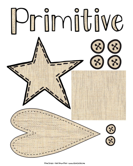 Primitive Beige Linen Set - Clip Art & Collage Sheet