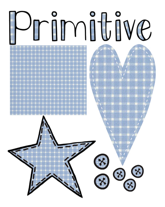 Primitive Scraps Light Blue Plaid Set - Clip Art & Collage Sheet