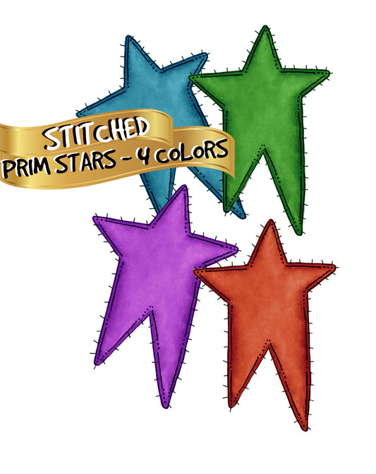 Prim Stitched Stars 4 Colors PNGs